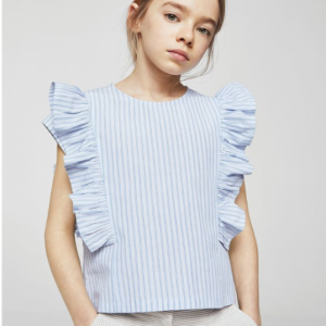 Ensemble rayé bleu et blanc – top + pantalon large